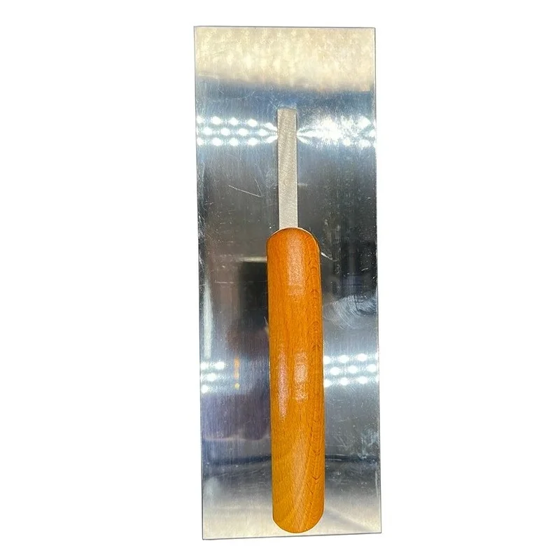 Paleta manual de albañilería de acero inoxidable de 0,5mm de espesor con mango de madera, herramienta de construcción de acabado