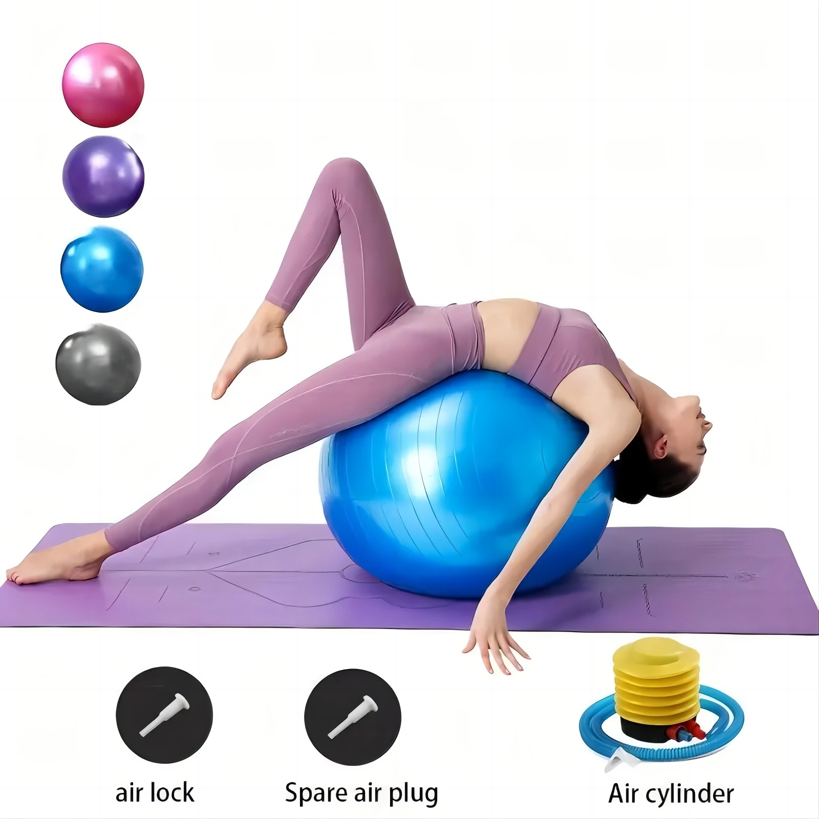 PVC Fitness Balls Yoga Ball Thickened Explosion-proof Exercise Home Gym Pilates Equipment Balance Ball 65cm