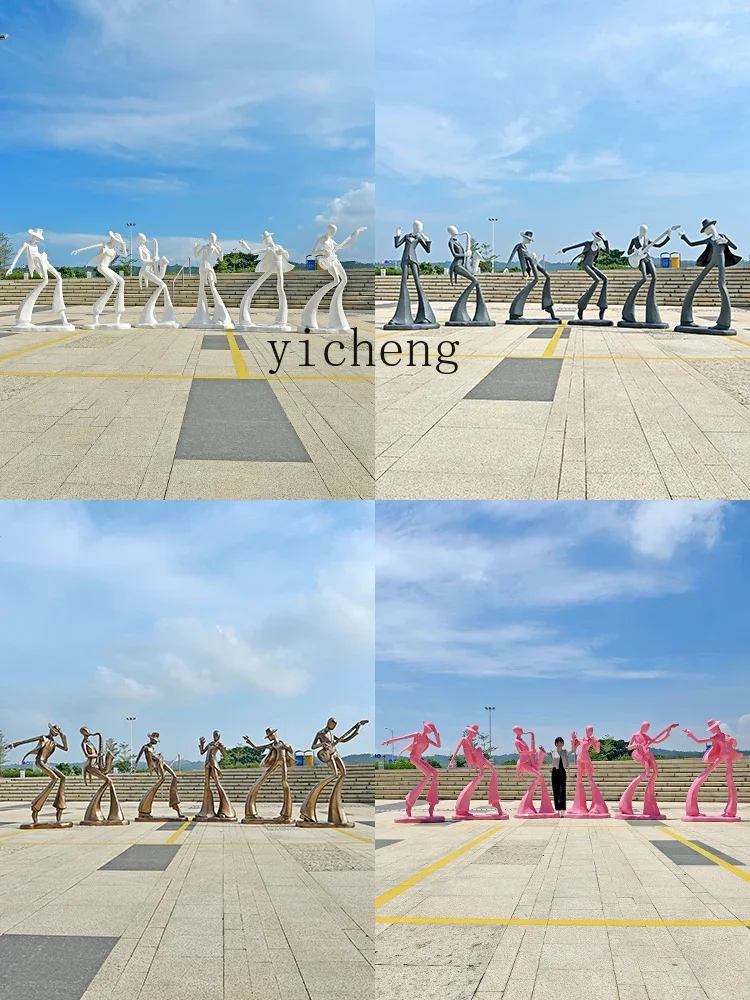 abstract music figure sculpture ornament commercial street square clock in photo beauty Chen decoration