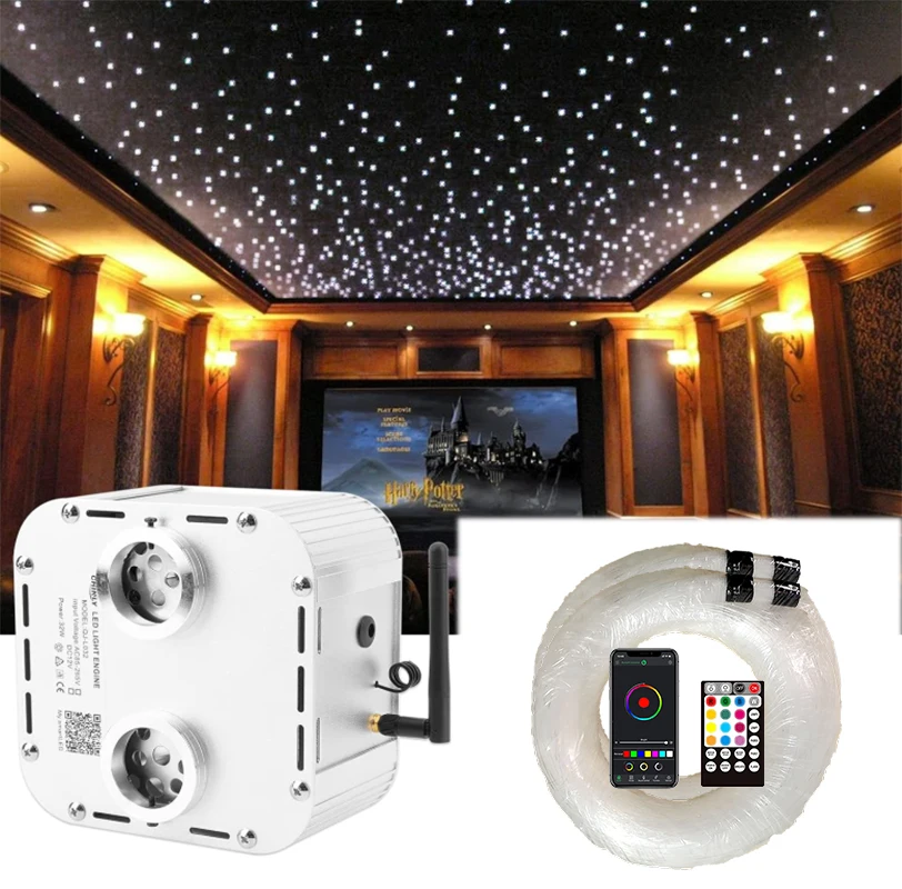 Twinkle RGBW Double Heard Fiber Optic Engine Starry Sky Effect Ceiling LED car Lights All Fiber Optic Cable  Bluetooth wapp eu