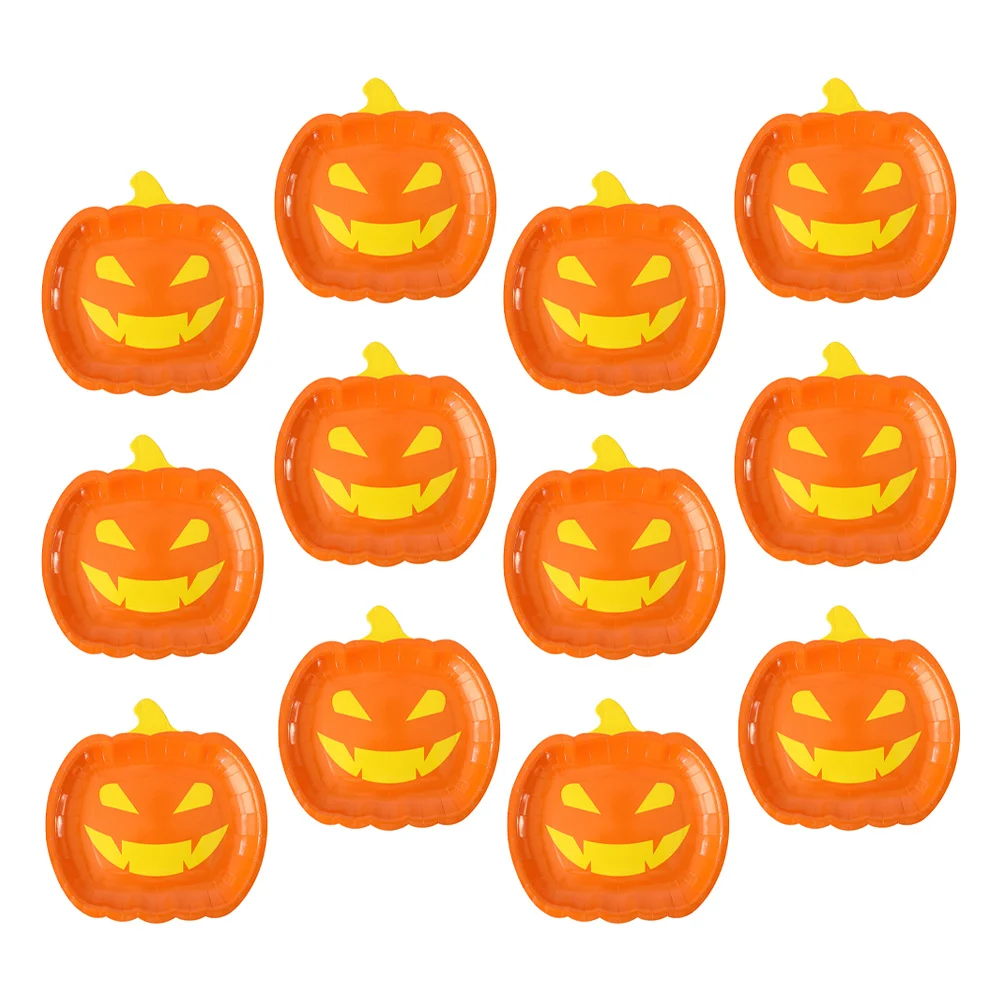 

20 Pcs Pumpkin Smiling Dinner Plate Platters Fall Plates Halloween Decoration Tableware Paper Party Banquet Shaped