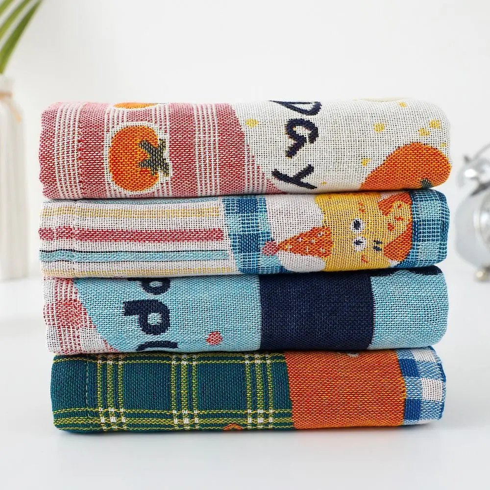 25x48cm Large Hand Towel Cartoon Quick Dry Pure Cotton Dish Cloth 4 Layer Cotton Gauze Decorative Kitchen Towel