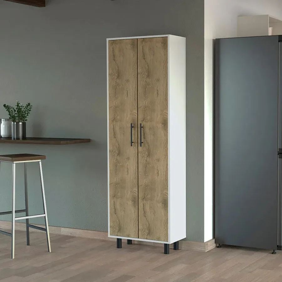 

Fagan 2-Door 5-Shelf Kitchen Pantry White and Macadamia