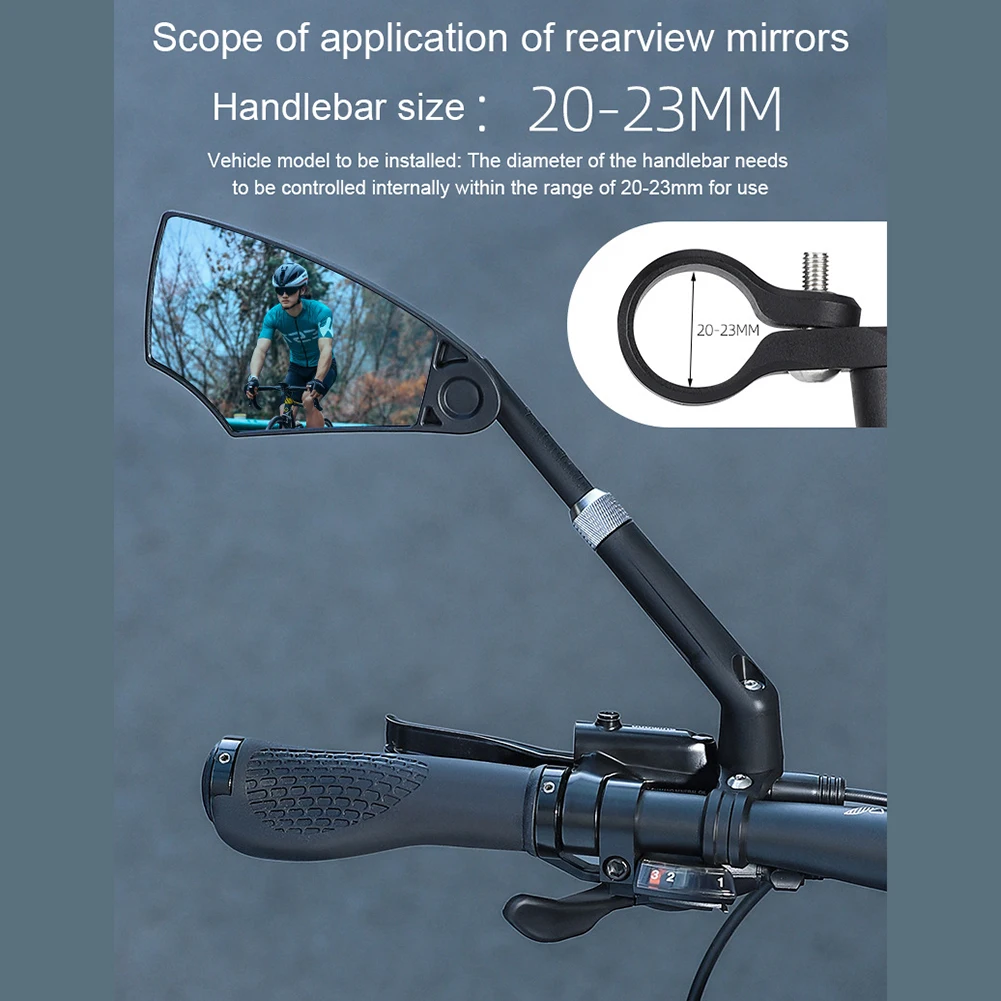 Bicycle Anti-glare Rear View Mirror Bike Mirror Handlebar 360 ° Adjustable Angle Bicycle Mirror for 0-1.97in