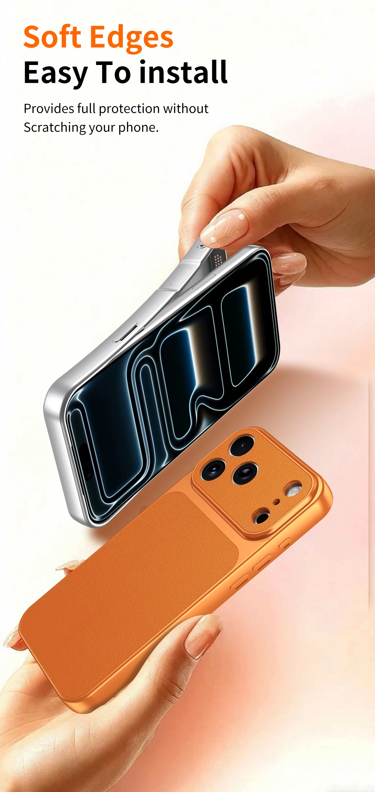 Erschwingliche Luxus Premium PU Lammleder Silber Weiß Schwarz Handyhülle für iPhone 17 16 15 14 13 12 11 Plus Pro Max X XR Rückseite – Detail 8