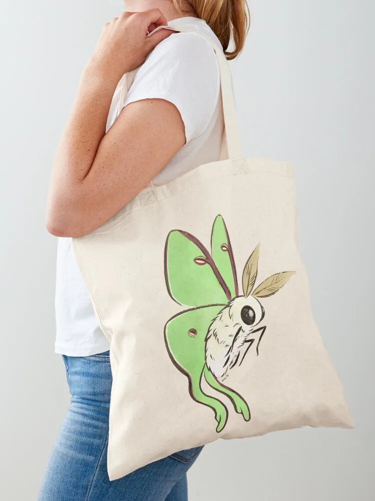 Fuzzy Cute Luna Moth Tote Bag shopper bag women Women's beach bags reusable shopping bags