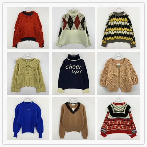

Vintage College Sle Loose Women's Sweater Cartoon Anime Casual Warm Wool Blend round Ne Single Button Long Sve Knitwear