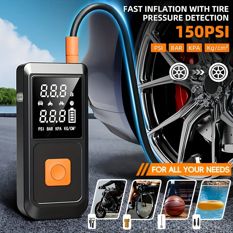A Portable Car Emergency Start Power Supply, 6000mAh Large Capacity Battery, 150PSI, Dual Safety Protection, Lightweight And Dual Function, Lighting, Fast Inflation, Preferred Halloween/Christmas Gift, Essential for Outdoor Travel And Camping view 4