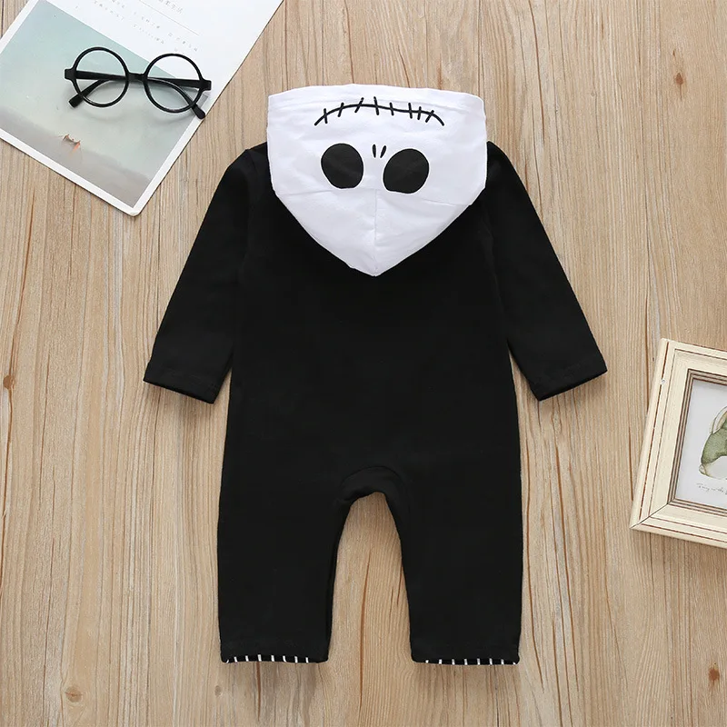 Halloween Baby Clothing Boys Jumpsuit 2023 New Bat Skull Head Print Baby Boy Long Sleeve Cotton Clothing Halloween Set 3-24M