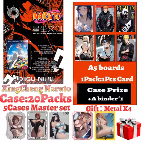 Latest XingCheng Naruto Japanese Anime Konoha Bonds Collection A5 Boards Hinata Sakura Sasuke Booster Box TCG Hobby Gift
