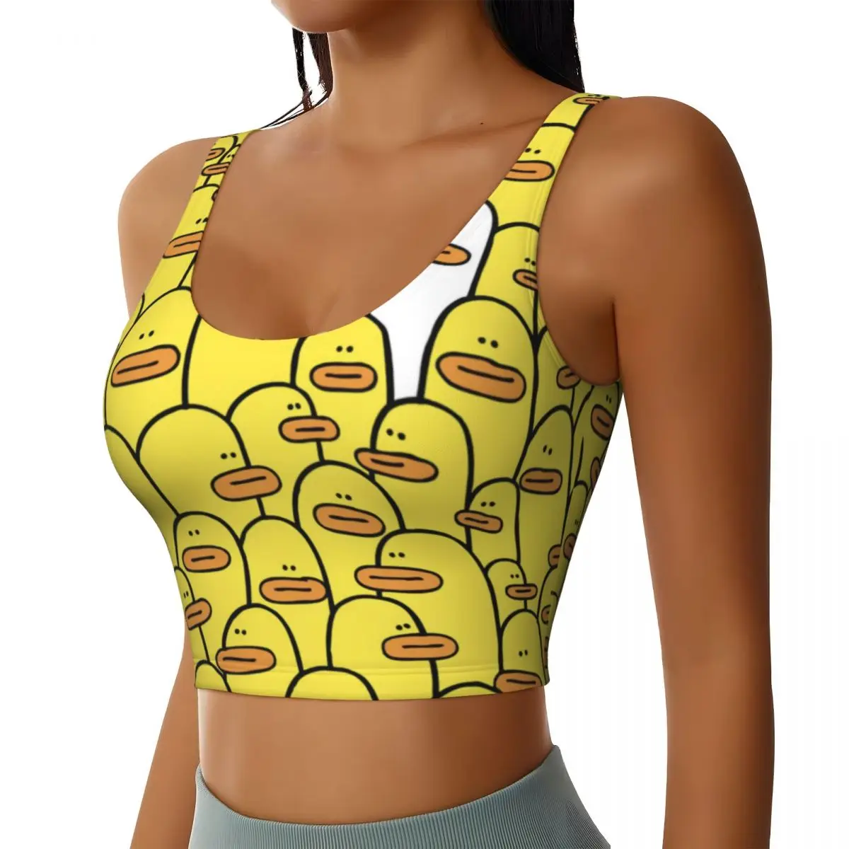 Custom Yellow Classic Rubber Duck Gothic Sports Bra for Women High Impact Workout Yoga Crop Top