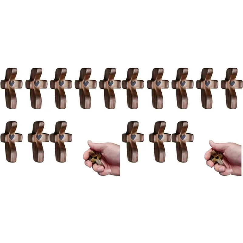 AT21-16PCS Cross My Heart, cadeau d'encouragement, soulagement de l'anxiété, confort pour la prévention de l'anxiété, la prise en main et la prière