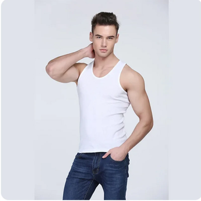 Men's Casual Tank Top Summer High Quality Body Building Fitness Muscle Singlet Man's Clothes Sleeveless Breathable Slim Fit Vest