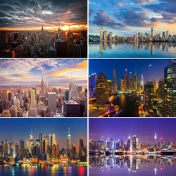 Modern Skyscraper Urban Times Square Light Photography Background New York City Manhattan Night Scene Room Decor Backdrop Poster