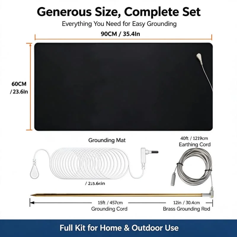 Grounding Mat Conductive Earthing Pad for Home Office Bedroom Universal Grounding Foot Pad With Copper Grounding Rod Earthing Co