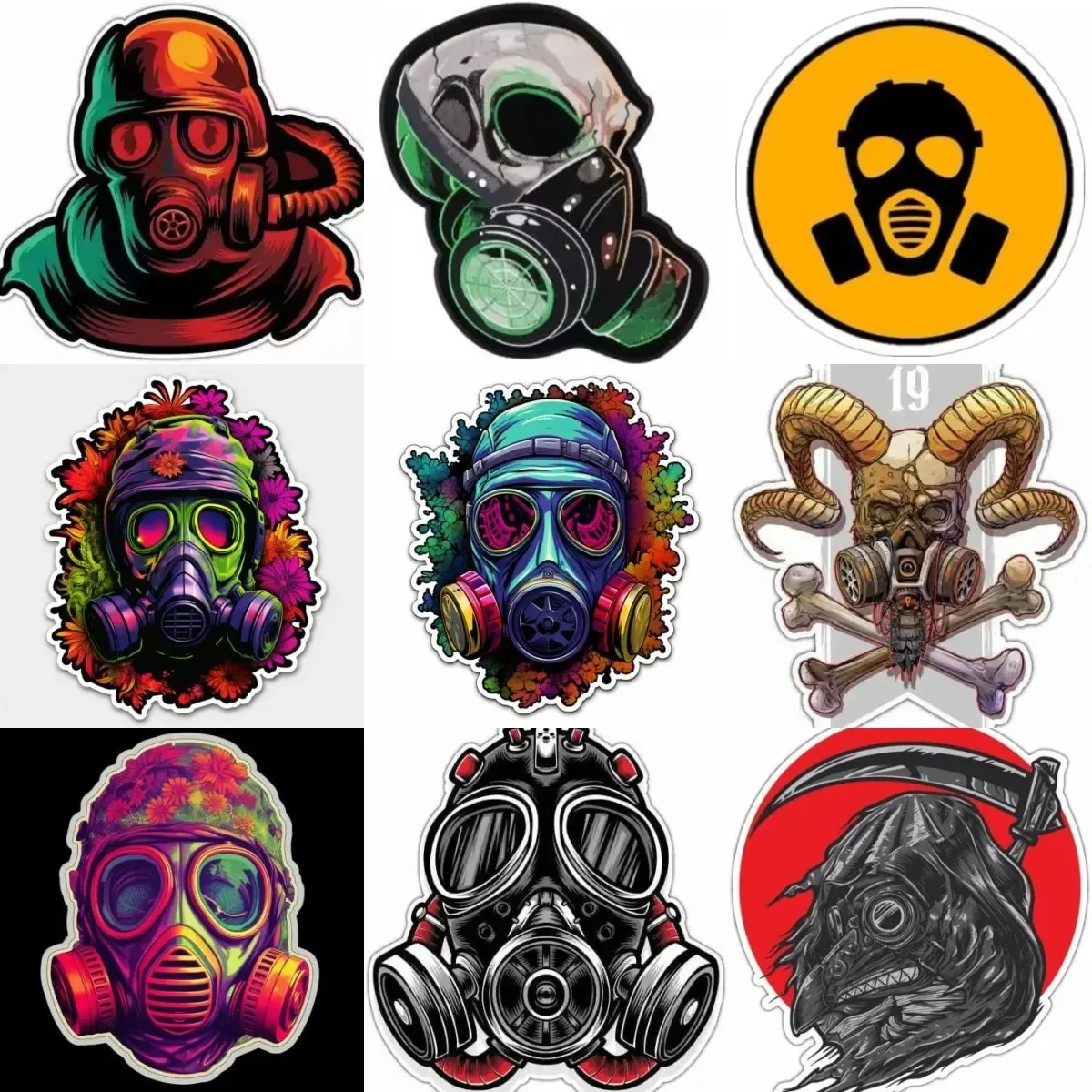 

Gas Mask Skull Radiation Virus PVC Personalized Stickers Accessories for Decorate Car Wall Room Off-road Helmet Van Bicycle