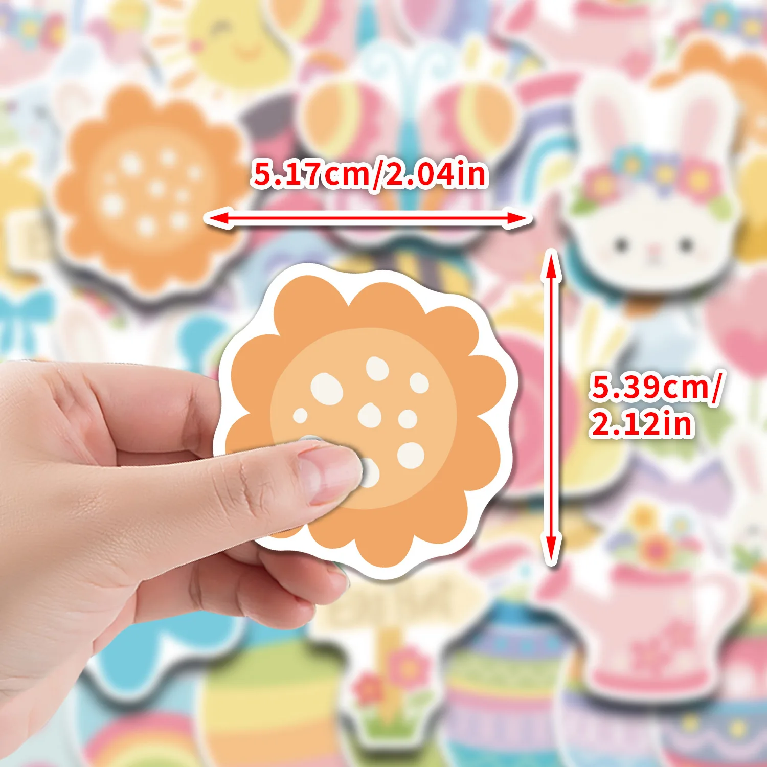 50 Pcs Easter Doodle Stickers Cartoon Waterproof Decorative For Water Bottle Phone Wall