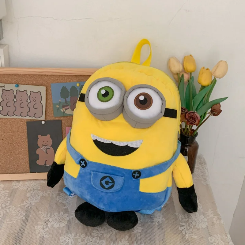 New Kawaii Cartoon Minion Cute Plush Toy School Bag Large Capacity Backpack Girl Birthday Gift Christmas Gift