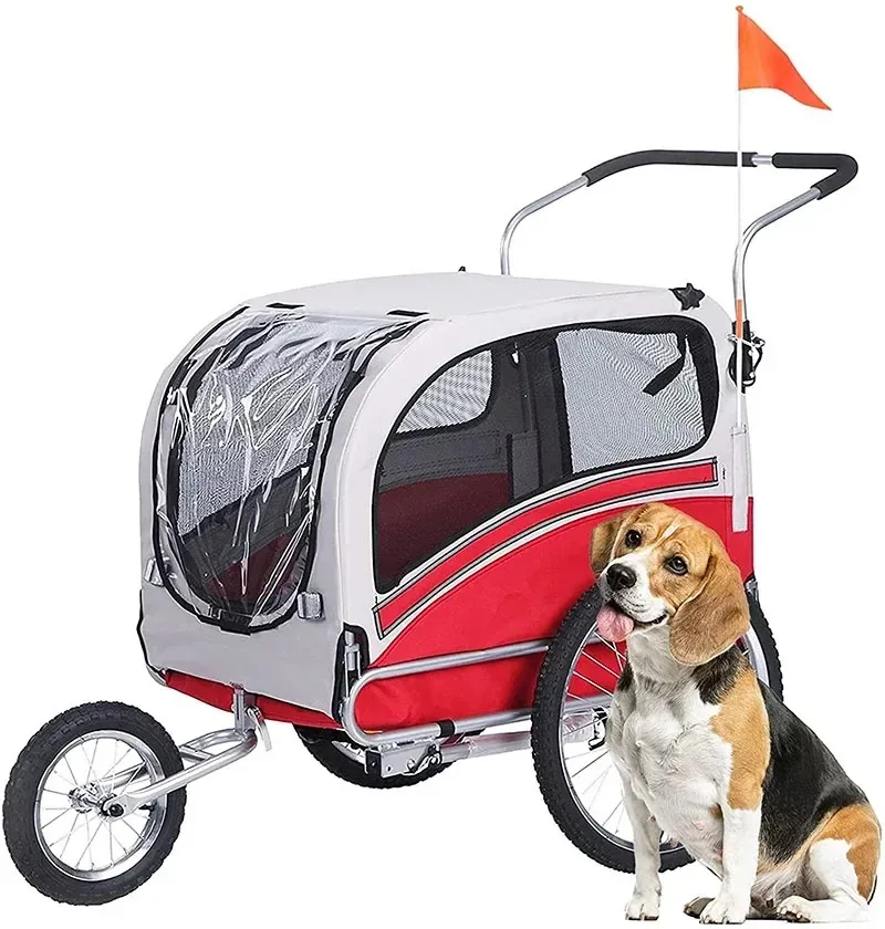 2 in1 Pet Bicycle Trailer and Travel Carrier Suitable for Small and Medium Dogs, Folding Storage