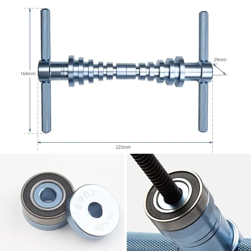 Conjunto de rolamentos de cubo de rodas de bicicleta, conjunto de rolamentos, ferramenta de suporte inferior prensado, acessórios de bicicleta, extrator de rolamentos, ferramenta de instalação