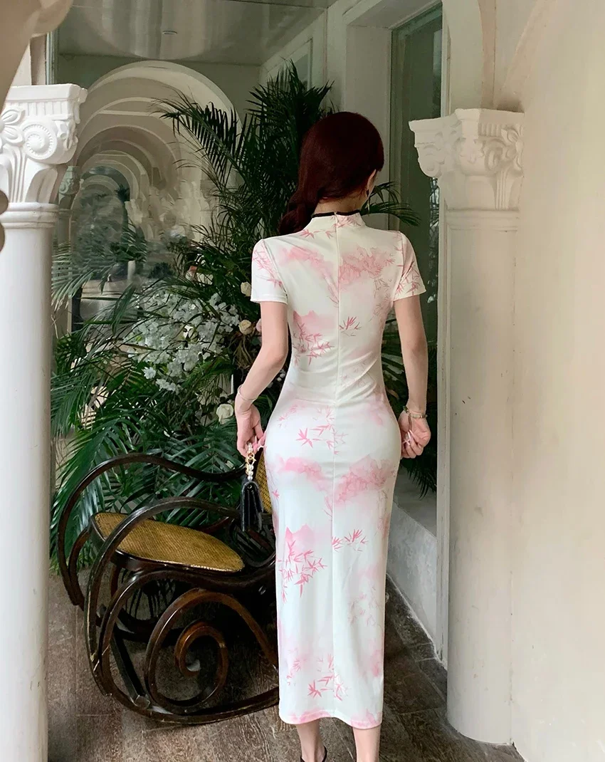 ผู้หญิง High-end รู้สึกสไตล์ Retro ชุดเข้ารูป,รุ่นดัดแปลง Tulle Cheongsam,แฟชั่นสมัยใหม่,หญิงสาว,ใหม่มาถึง