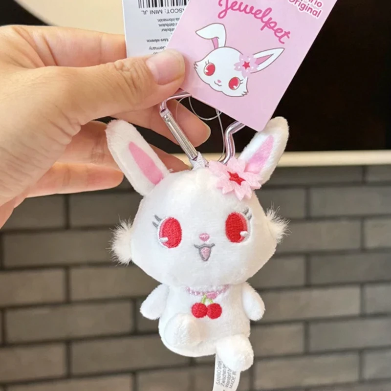 쥬얼 펫 루비 플러시 키 체인 하트 클립 토끼 토끼 카와이 귀여운 여성 가방 열쇠 고리 마스코트 참 열쇠 고리 소녀 장난감