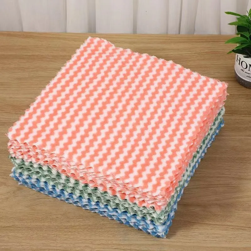 Coral Velvet Dishwashing Cloth Kitchen Absorbent Scouring Cloth Cationic Wiping Thickened Daily Dishwashing and Pot Cleaning