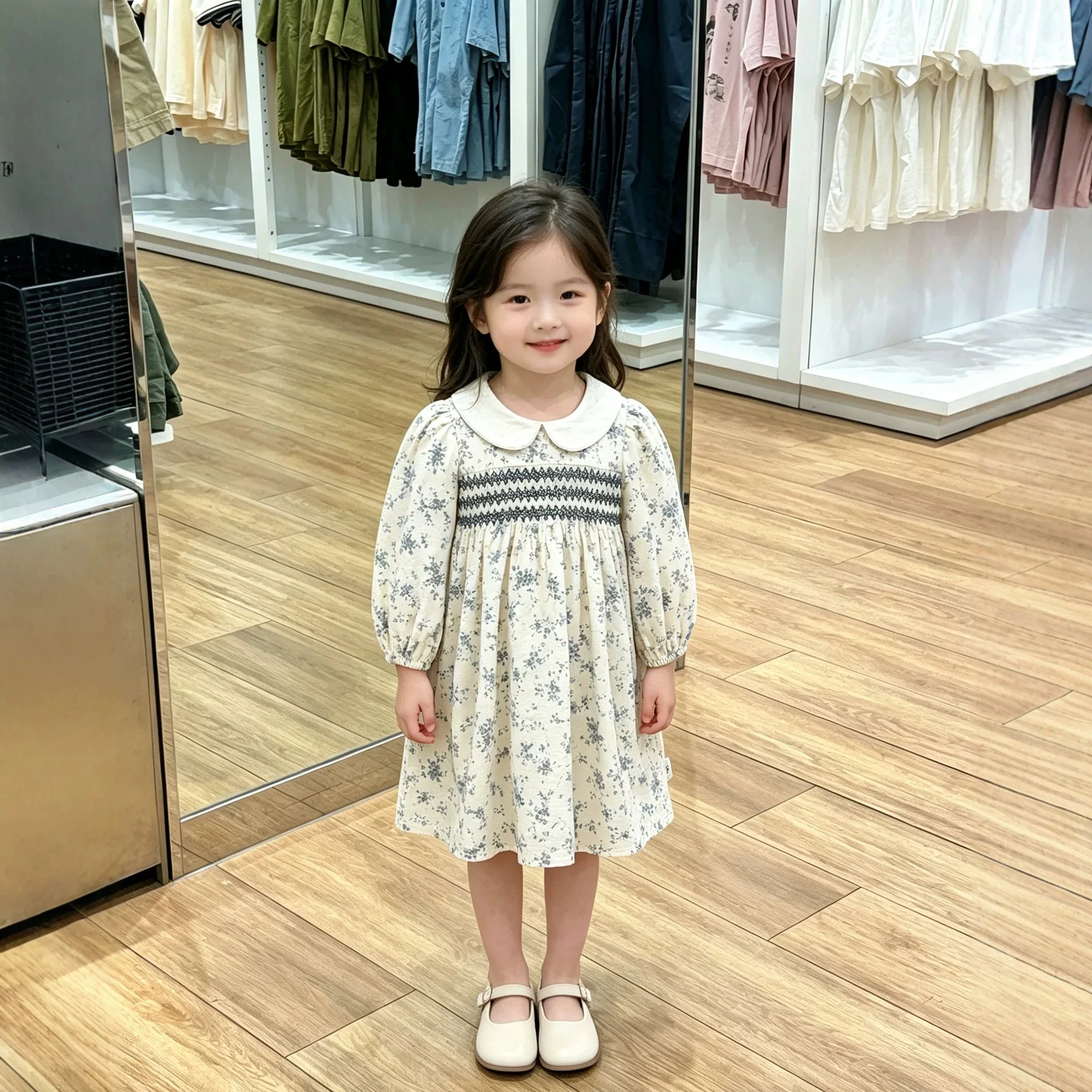 Girls' French-style print Dress 2026 Autumn New Children doll collar  Long-Sleeve Dresses Fashion Floral-Patterned girl's dress