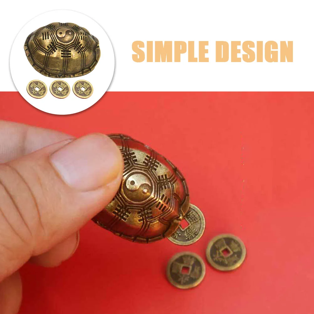 Shell Pendant Fortune Divination Game Props Zinc Alloy Craft Chinese Coins Golden With Adorn Office