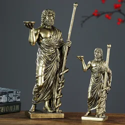 ERMAKOVA Greek Medical God Sculpture Asclepius Resin Home Desktop Decoration Statue Ornament Vintage Mythological Figures Gift