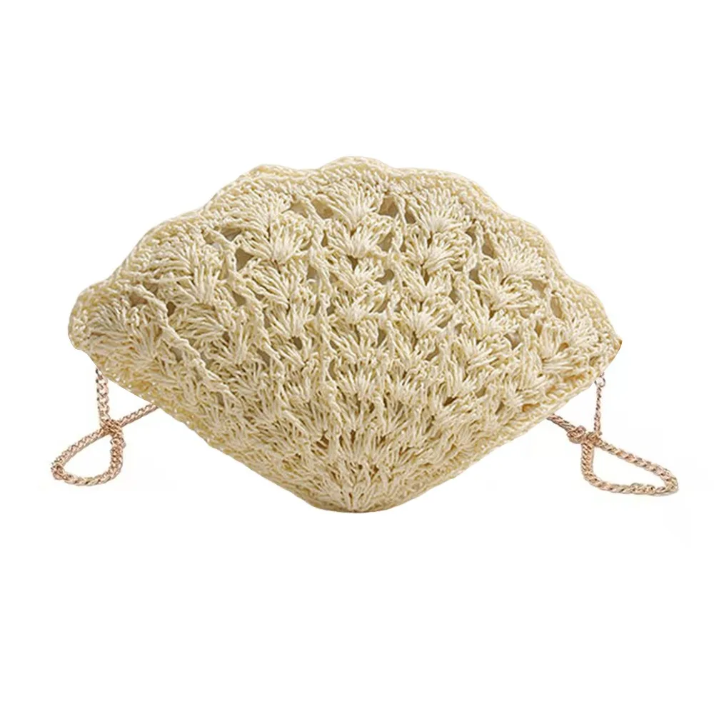 

Веерообразные богемные тканые сумки из ракушек, волнистое кружево, большая вместительная полая соломенная пляжная сумка, модная сумка для телефона, клатч