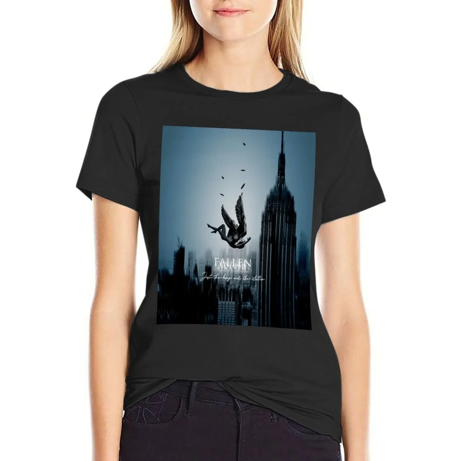 

u2 stay fallen angel blue T-Shirt female blanks hippie clothes t-shirts for Women graphic tees