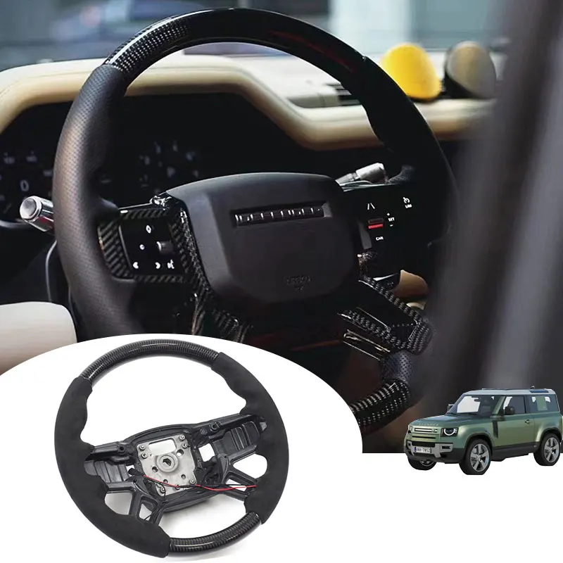 Steering Wheel Carbon Fiber with Heating Function for  2022 2023 New Defender 110/90 with Pick the Spring