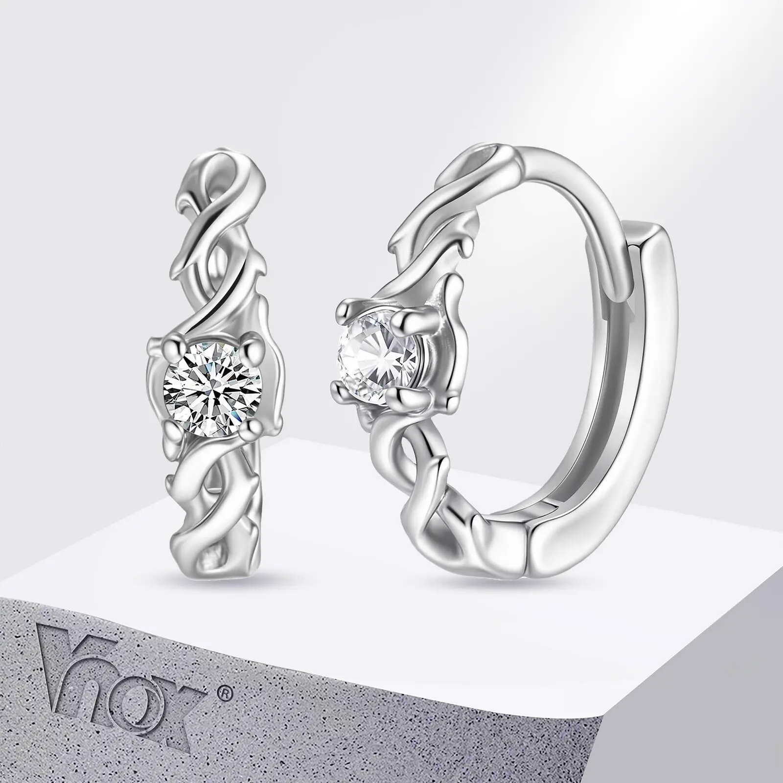

Vnox Thorn Shaped Hoop Earrings with Cubic Zirconia Stone,Men Women Stainless Steel Huggies Earrings,Small Luxury Ear Jewelry