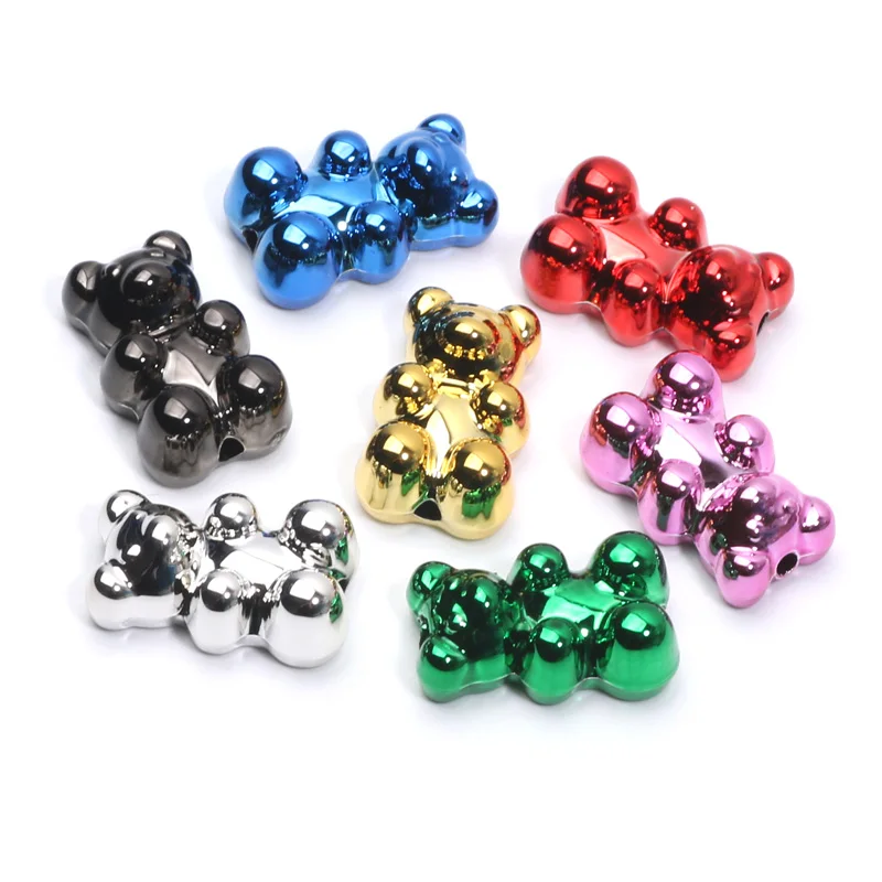10 Stück 12x18mm Mini Bär Perlen Acryl Charms Spacer Perlen für Schmuckherstellung Halskette Armband Ohrringe Anhänger DIY Zubehör