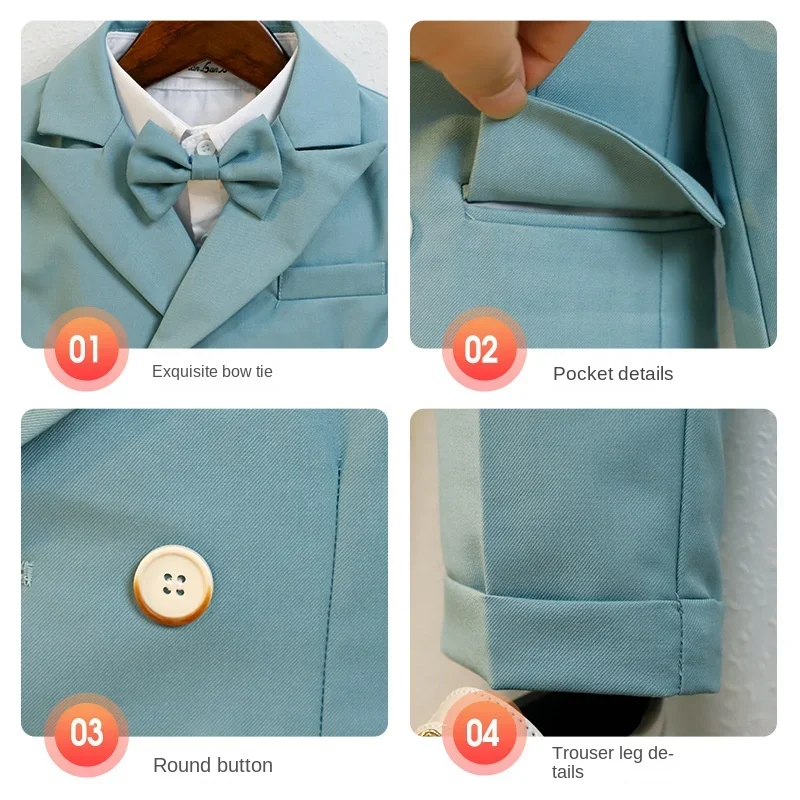 Trajes formales de invierno para niños, esmoquin grueso y cálido para boda, traje de actuación para niños de 2 a 12 años, conjunto de Blazers de cumpleaños