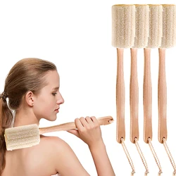 Natural Exfoliating Loofah Bath Brush Loofah Sponge Body Scrubber With Long Wooden Handle Back Brush Skin Care Unisex Home Clean