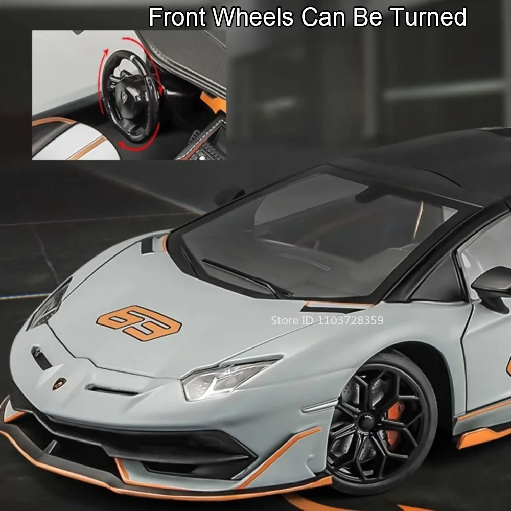 Aventador SVJ63 ONE Supercar-Spielzeugmodelle im Maßstab 1:18, Legierung, Druckguss, Sportwagen, Tonlicht, Türen, geöffnet, zurückziehbar, für Jungen, Geschenke