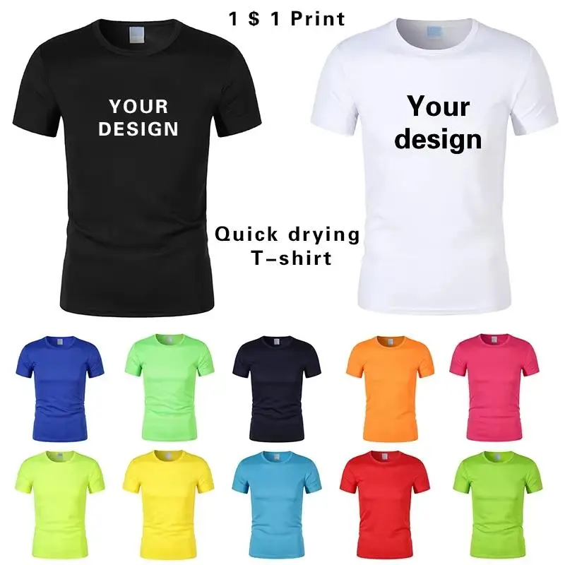 Quick Dry Clothes Marathon Oversized T-shirt Custom Logo Running Sports Short Sleeve Work Advertising Shirt Gym Tops Printed