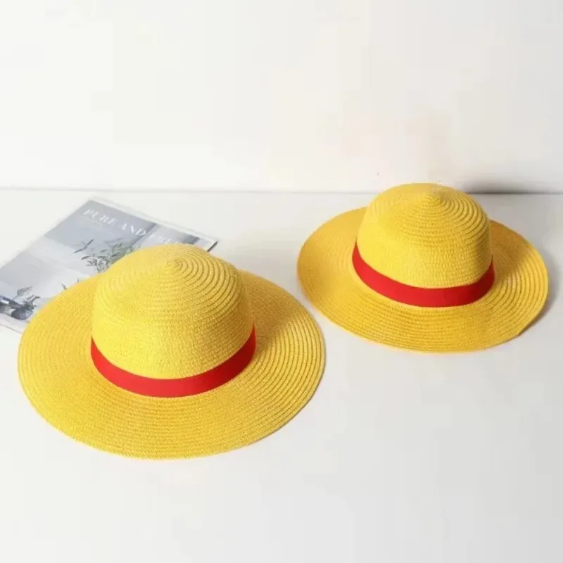 Anime Captain Luffy Hats Cosplay Accessory Straw Yellow Sun Beach Hat for Men Adult Halloween Party Travel Performance Cap