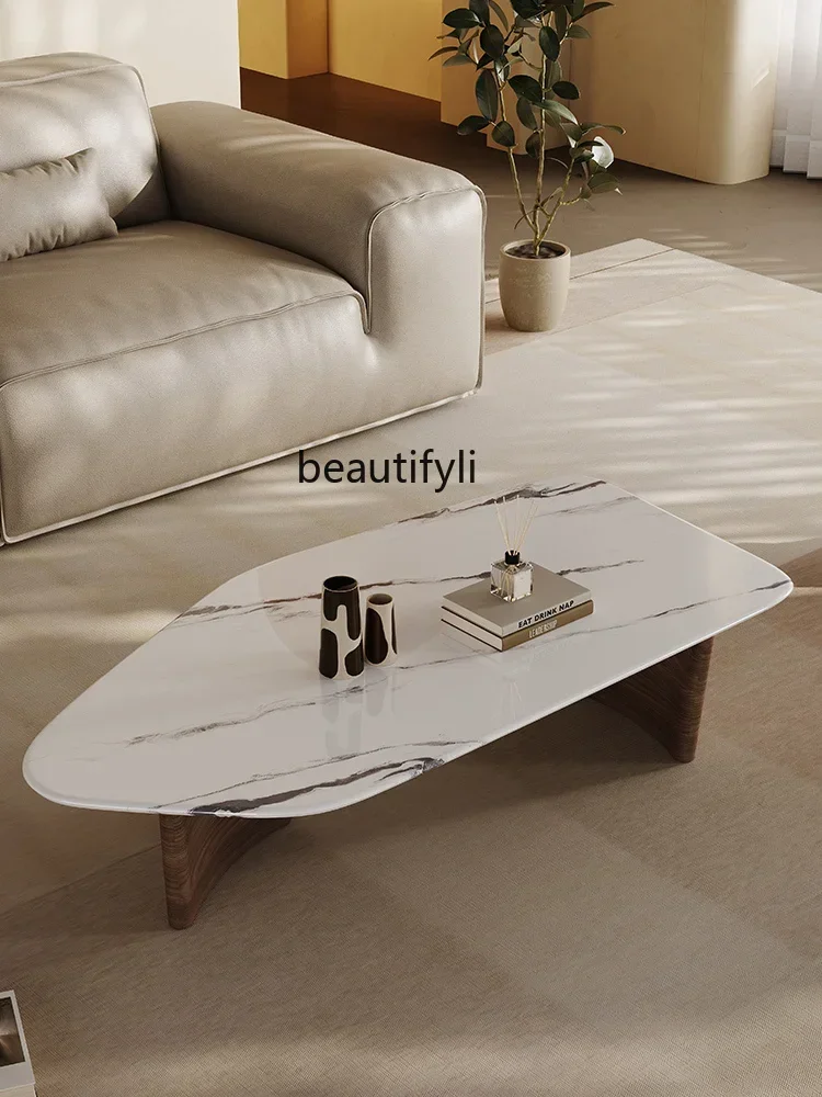 

FA Irregular Shaped Stone Plate Tea Table Light Luxury Italian Living Room Home Creative