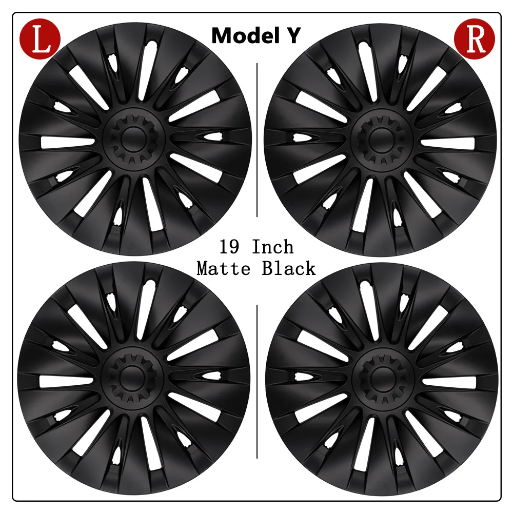 4PCS For Tesla ABS Full Rim Case 2023 New Design 19'' 14 Straight Edge Model Y Hub Caps