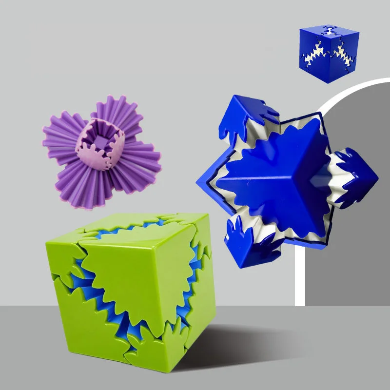 3D Printed Cube Fidget Toy Gear Ball Stress Relief Cube Rotating Stress Relaxing Toy Desktop Decoration Decompression Toy Gift