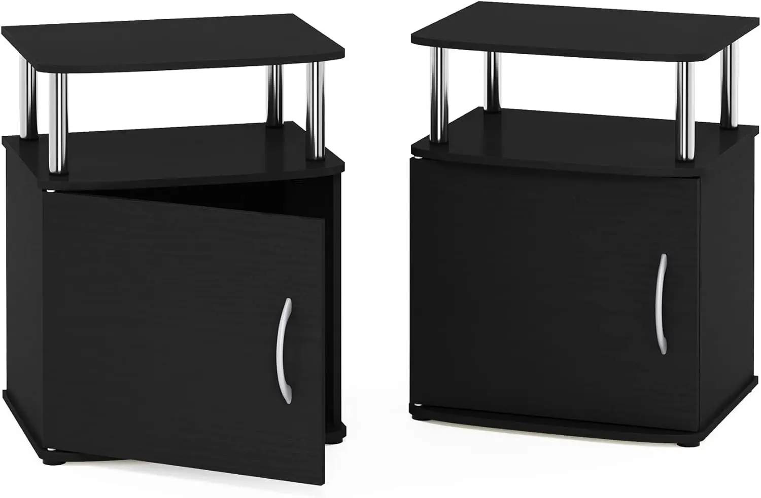 

Jaya End Side Sofa Table/Nightstand With Door, 2-Pack, Americano/Chrome