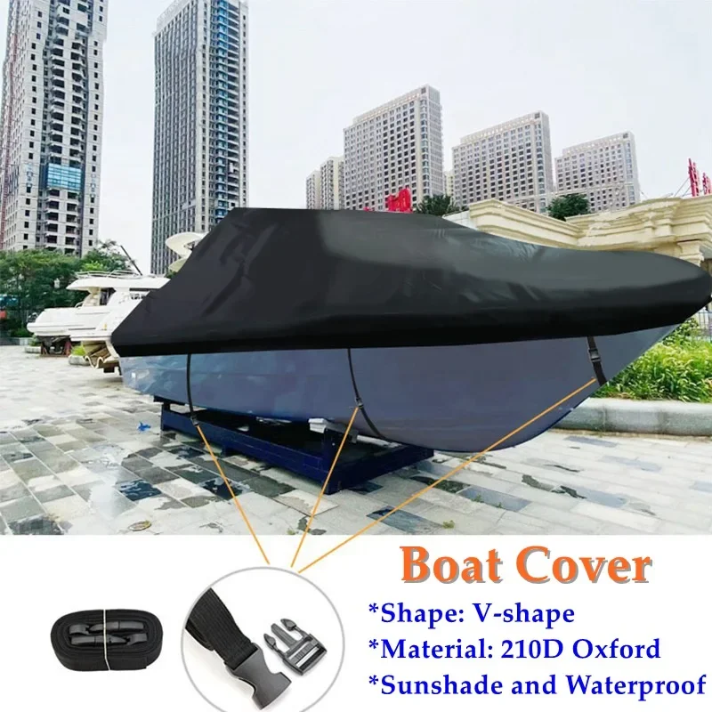 Customizable 210D Oxford V-shape Trailerable Yacht Boat Cover Waterproof Snowmobile Car Cover Anti-Smashing Speedboat Canvas