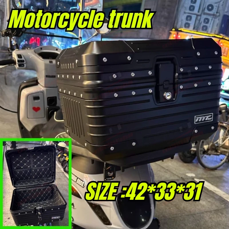 

43-литровый круглый кофр для мотоцикла из алюминиевого сплава, водонепроницаемый задний багажник для скутера и электромобиля, ящик для инструментов для HONDA