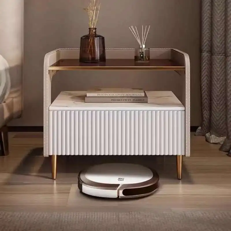 

Corner Table Nordic Bed Desk Nightstands Bedroom Luxury Nightstands Drawer Storage Organizer Comodino Home Furniture YX50NT