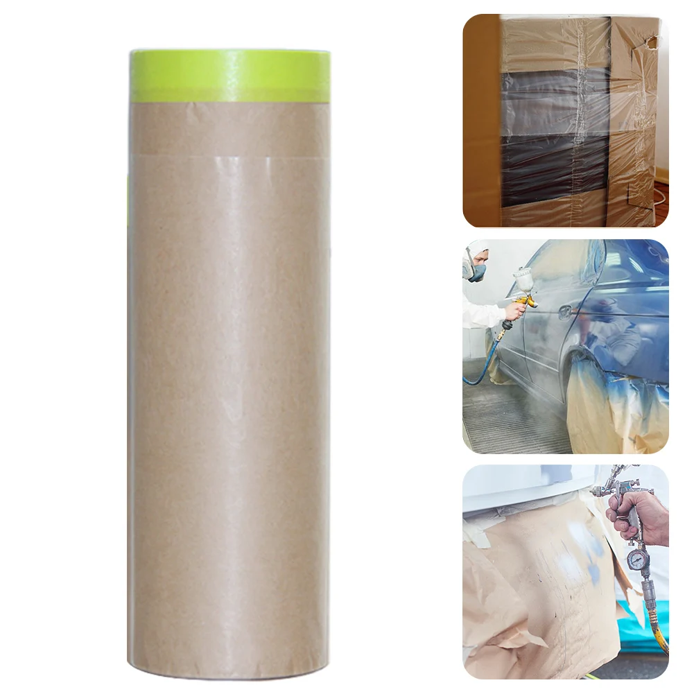 1roll Wall Treatment Tear Resistant Shield Paint Application Self Adhesive Masking Paper Car Furniture For Painting Pre Taped