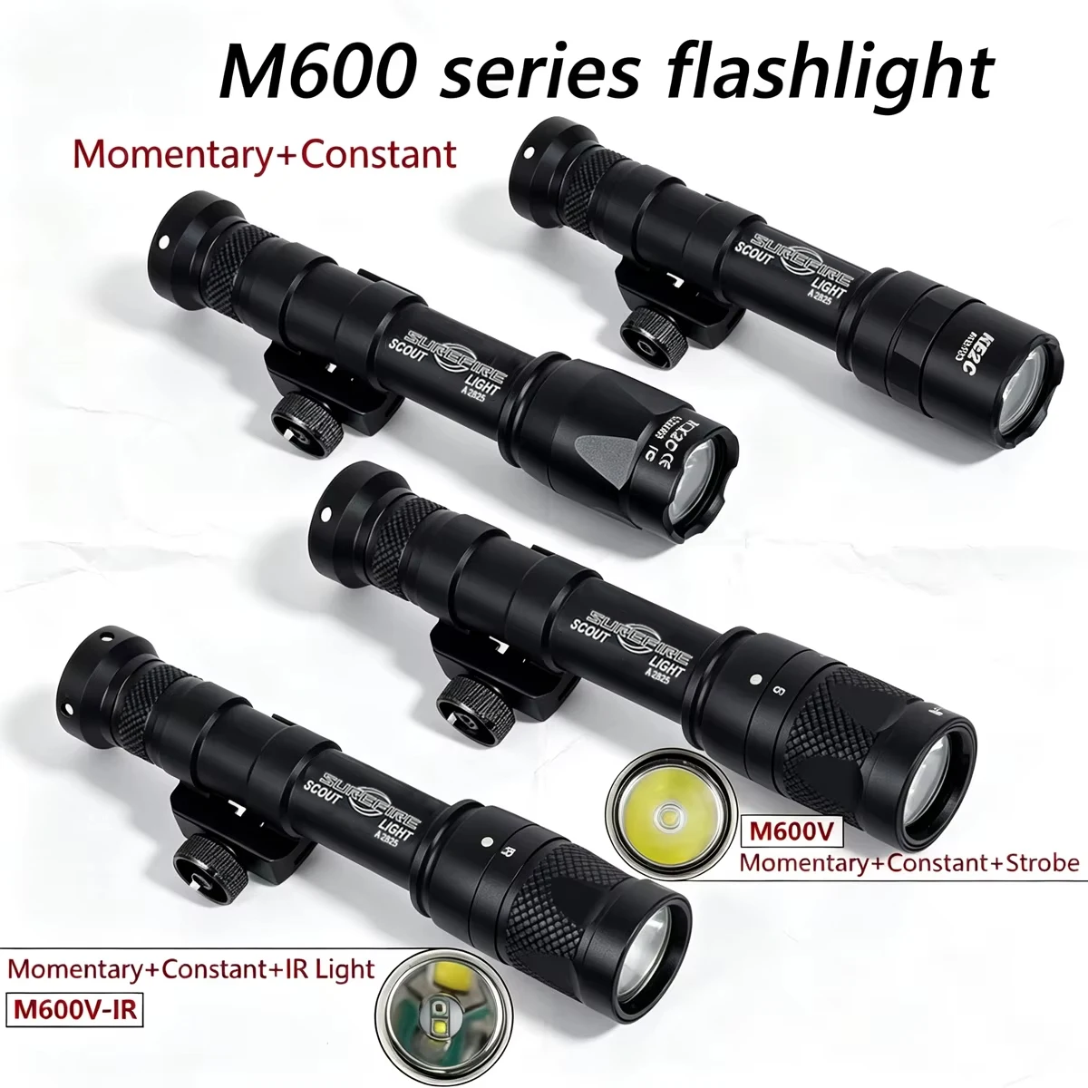Surefire M600 M600B M600C M600V IR LED SF Light Scout Dual Switch Tactical Flashlight for HK416 AR15 M4 Torch Hunting 20mm Rail
