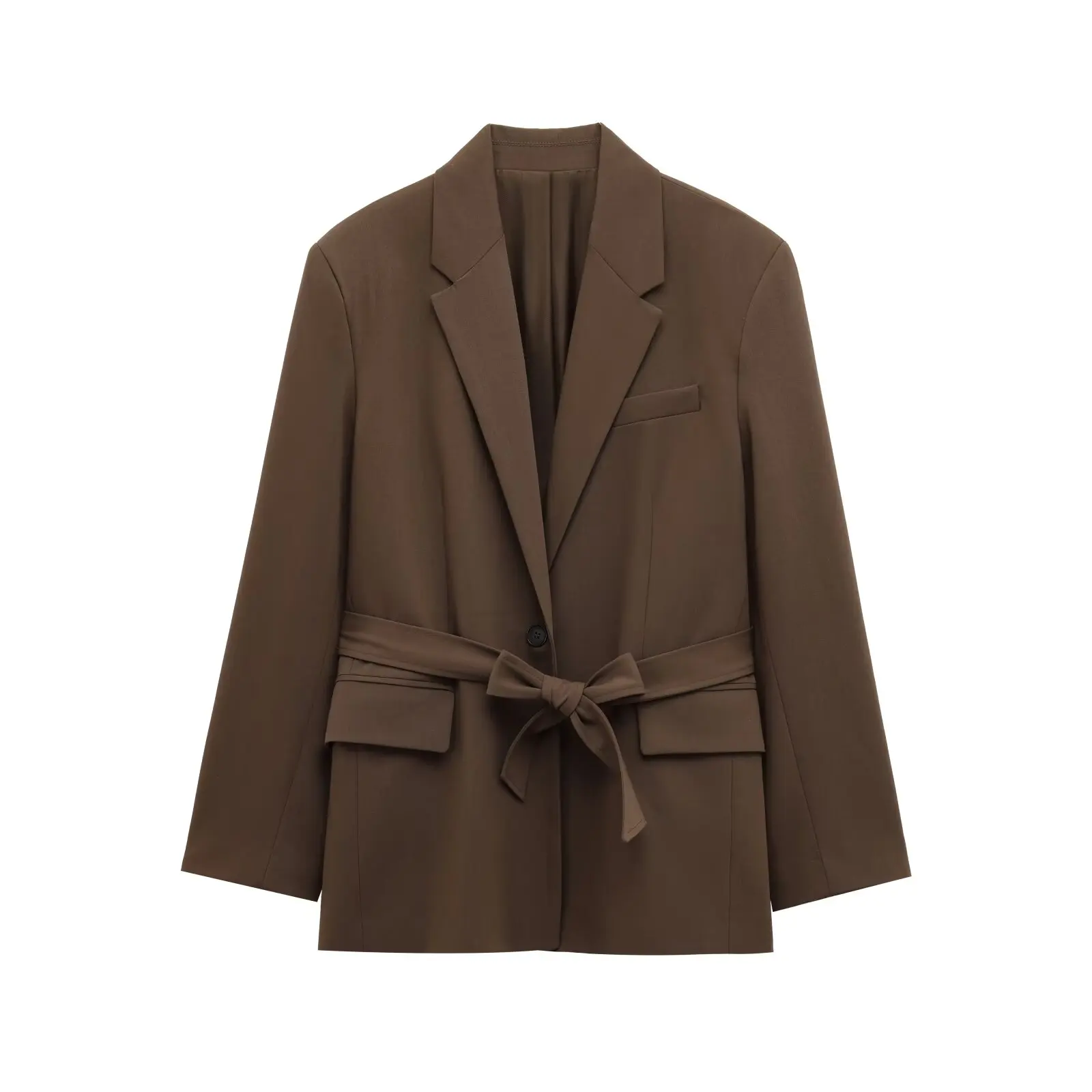 JNLEAOG Faionable Women's Suit Jaet with Belt Straight Cut Autumn New Arrival Two-Piece Set Long Sve Button Closure